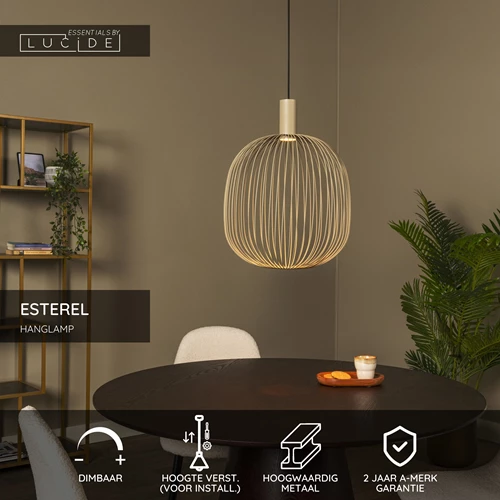 Lucide ESTEREL - Hanglamp - Ø 40 cm - 1xGU10 - Taupe | Essential - USP